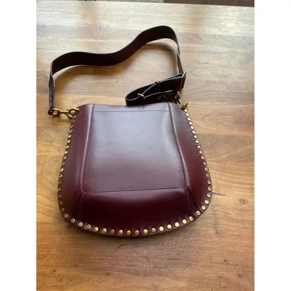 Isabel Marant Maroon Leather Stud-Trim Shoulder Bag - Picture 4 of 4